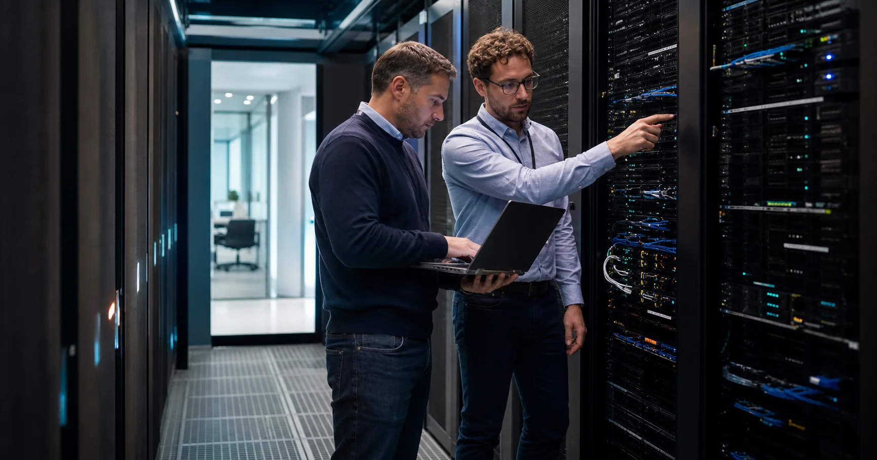 GVISION specialist analysing infrastructure in a datacenter